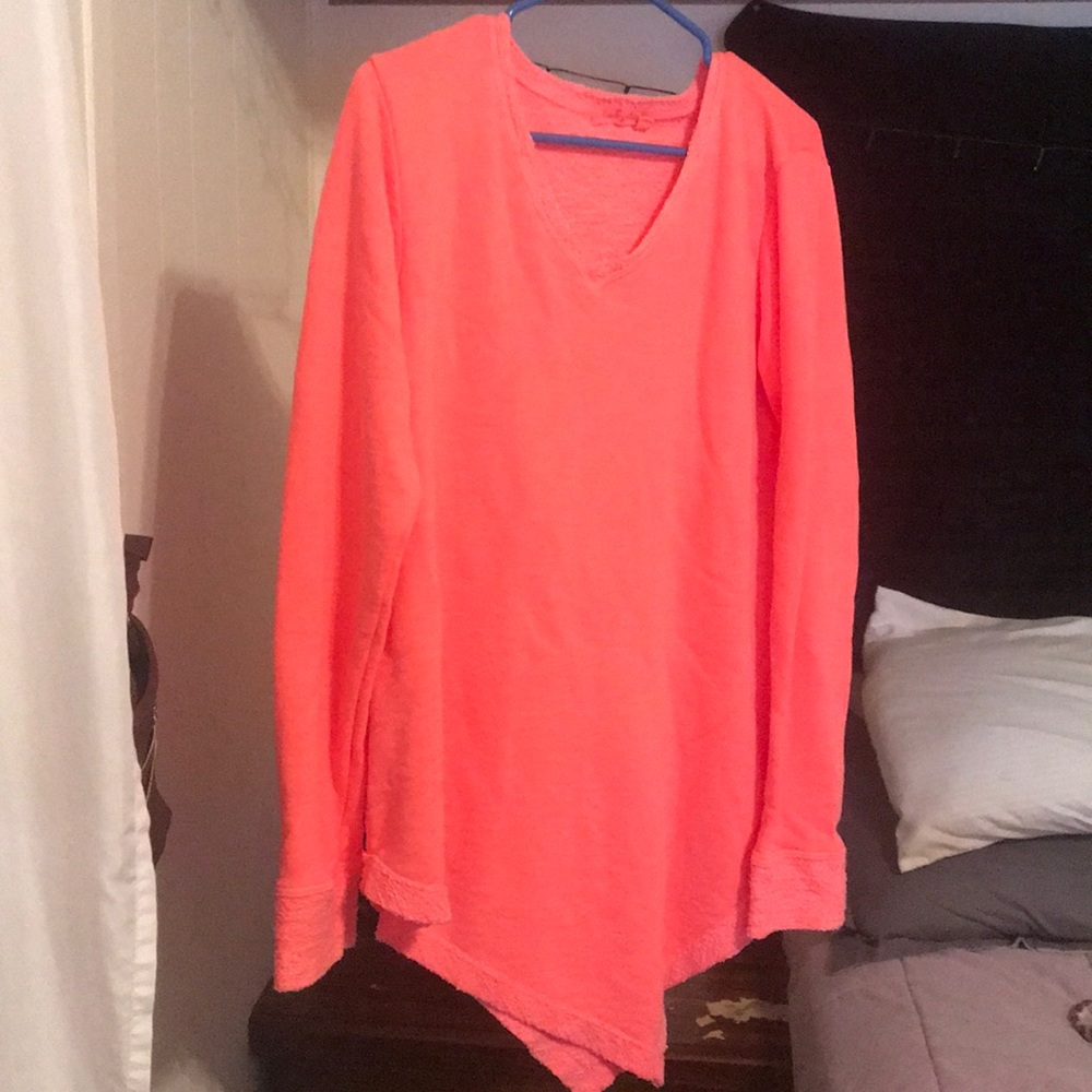 Coral V-Neck Pullover Sweater